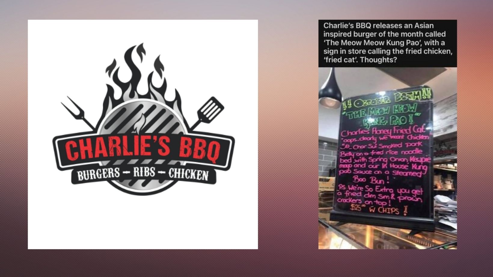 Perth’s “Charlie’s BBQ” Apologise For Naming Its October Burger “The Meow Meow Kung Pao”